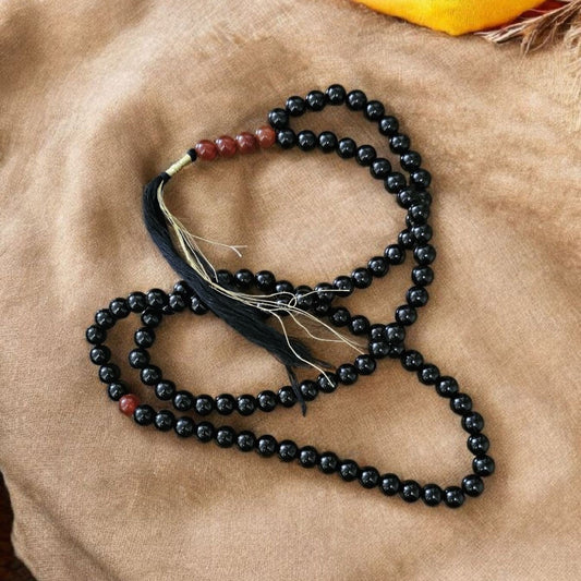 Pure Black Sulemani Aqeeq Tasbeeh – 100 Beads | Handcrafted Natural Stone Prayer Beads for Zikr & Meditation